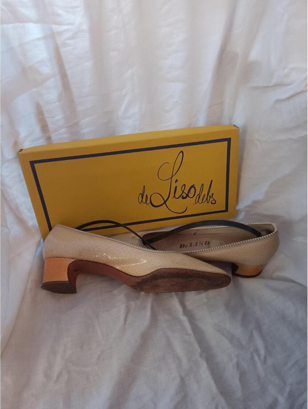 De Liso Deba Vintage 1960s Shoes W Original Packaging Tan Snakeskin Size 9 Mcm